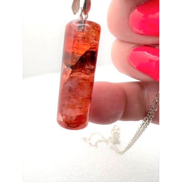 Beautiful Fire Quartz Pendant & Earring Set - Picture 5 of 6